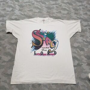 Vintage Religious Fruit Of The Loom Shirt Mens XL White Single Stitch Made USA